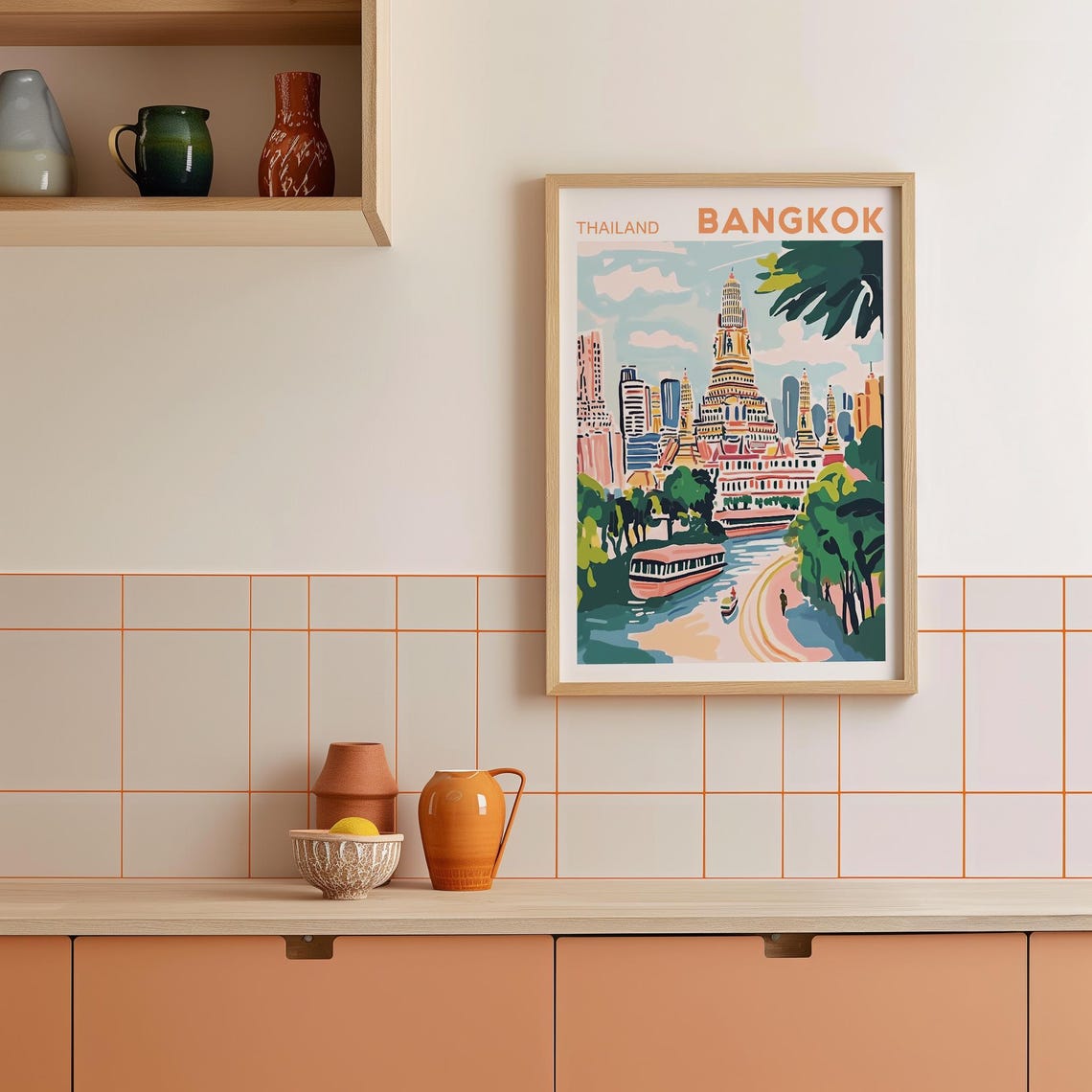 Thailand Travel Poster, Vintage Bangkok Cityscape - Image 2