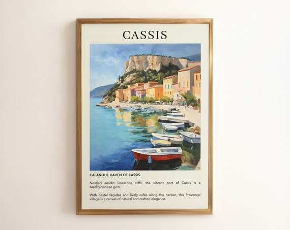 Cassis France Travel Poster Print French Riviera Fishing Port Pastel Oil Painting Home Wall Decor Gift For Lovers Vintage Art