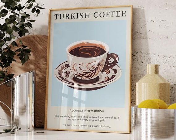 Turkish Coffee Poster Tea Print Japanese Retro Beverage Kitchen Decor Minimalist Wall Art Housewarming