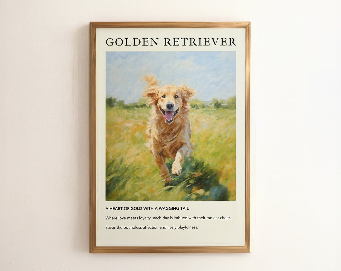 Golden Retriever Vintage Oil Pet Memorial Art Print