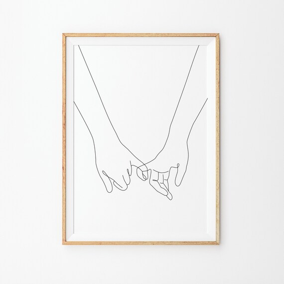 Pinky Swear Print Pinky Promise Line Print Line Art Poster Line Art Black White Art Line Print Sketch Drawing