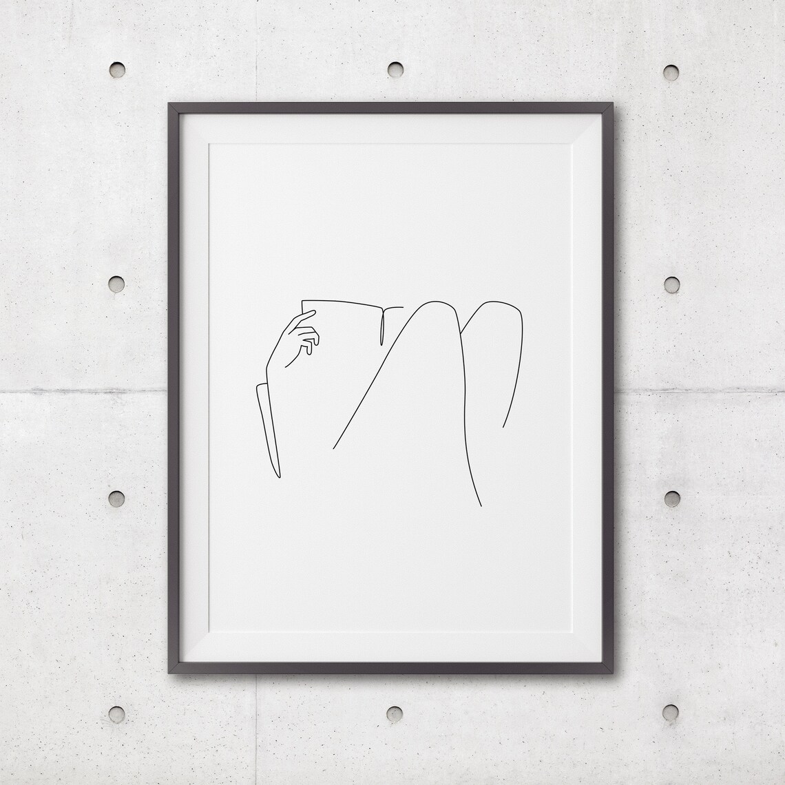 Woman Reading a Book Minimal Hand Line Drawing Reader Poster - Image 3