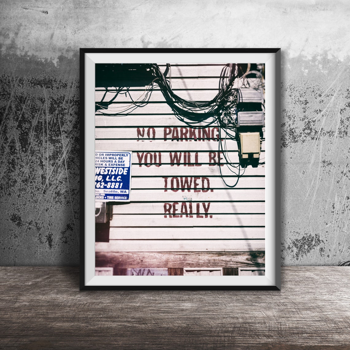No Parking Really Unframed Photography Print Wall Art Photo Garage Photography Street Sign Print Urban Alley Decor