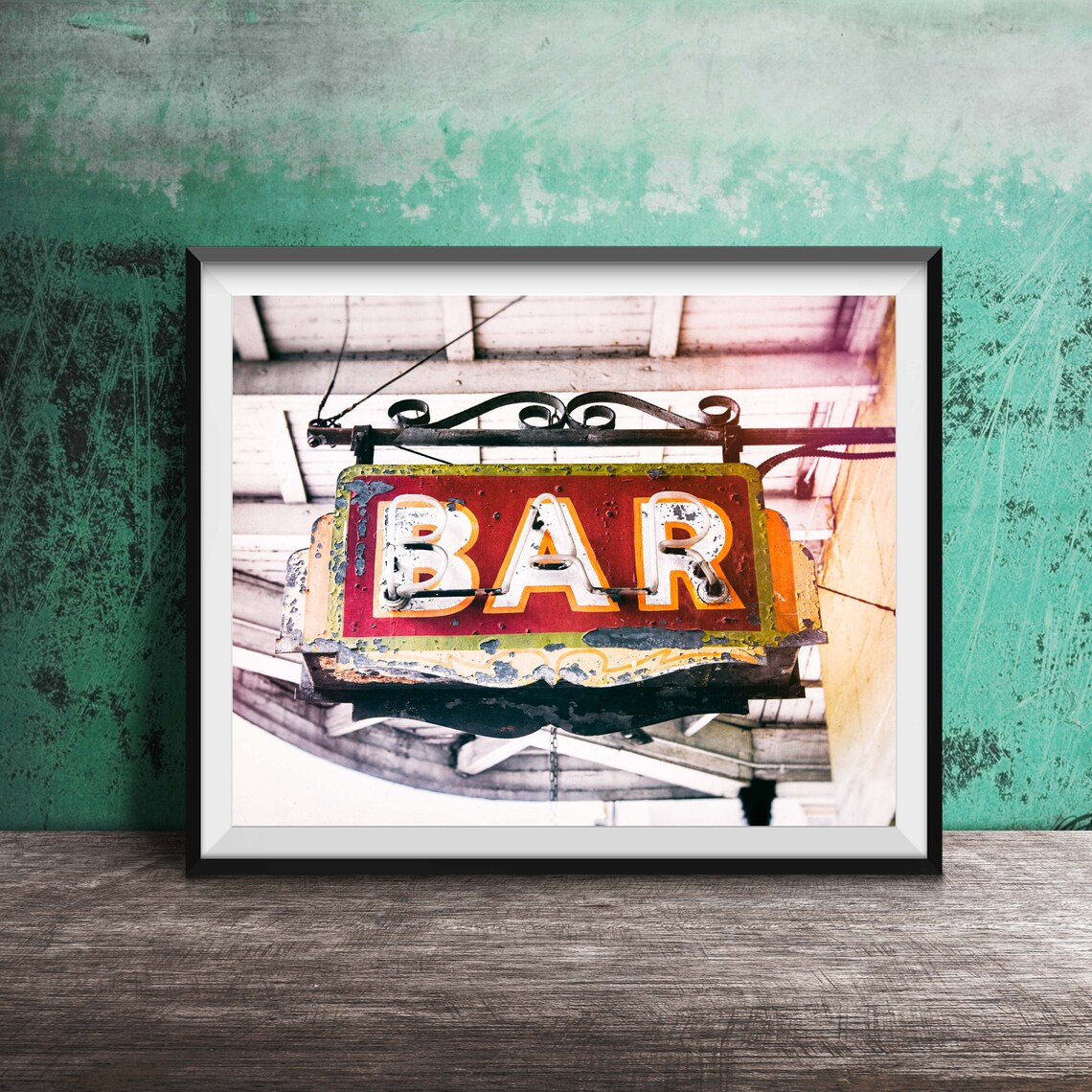 Dive Bar Neon Sign Photography Art Print