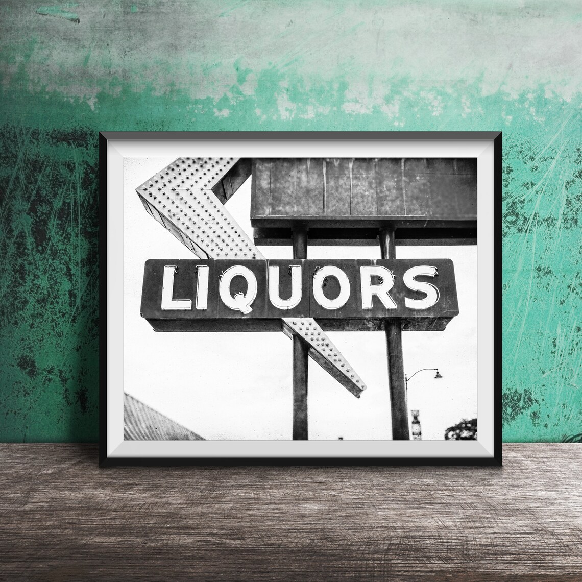 Vintage Liquors Starburst Neon Sign Retro Roadside Photography Poster - Image 2
