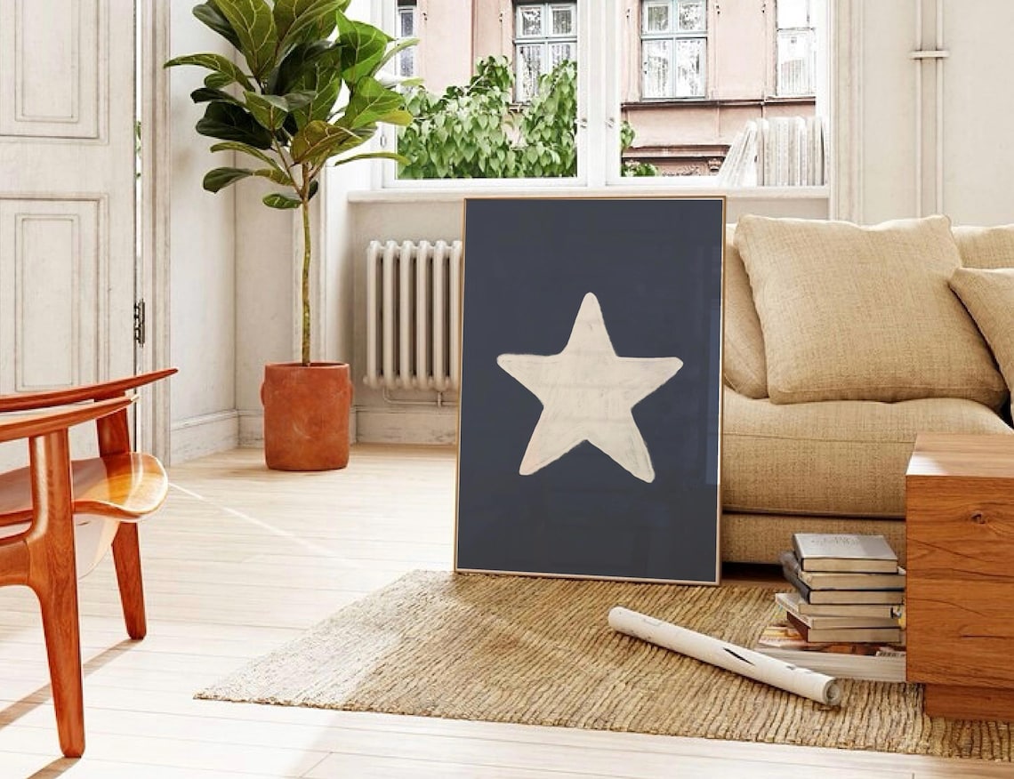 Retro Star Art Print, Trendy Modern Wall Decor