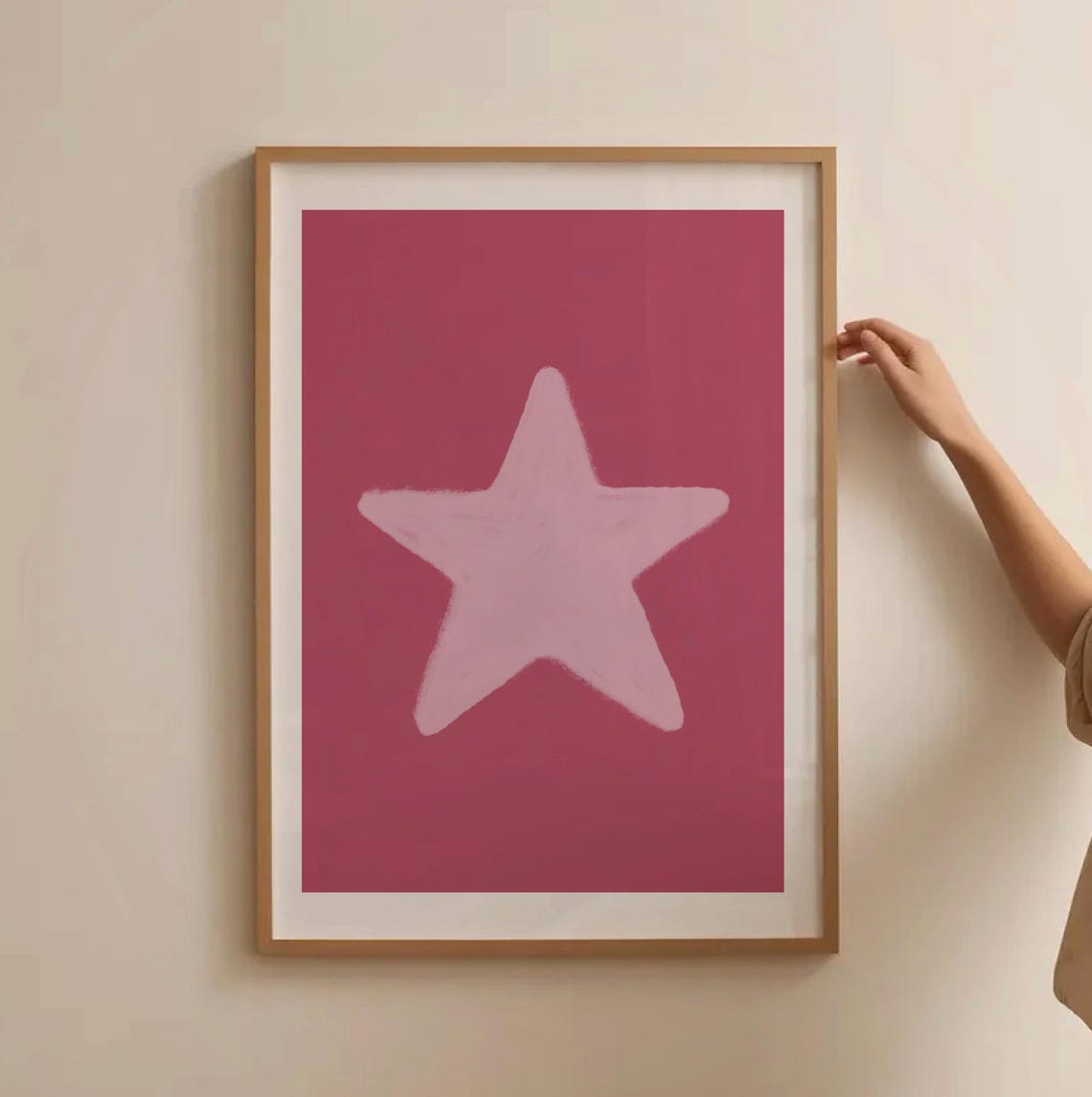 Pink Star Minimalist Hand Drawn Abstract Star Illustration Poster