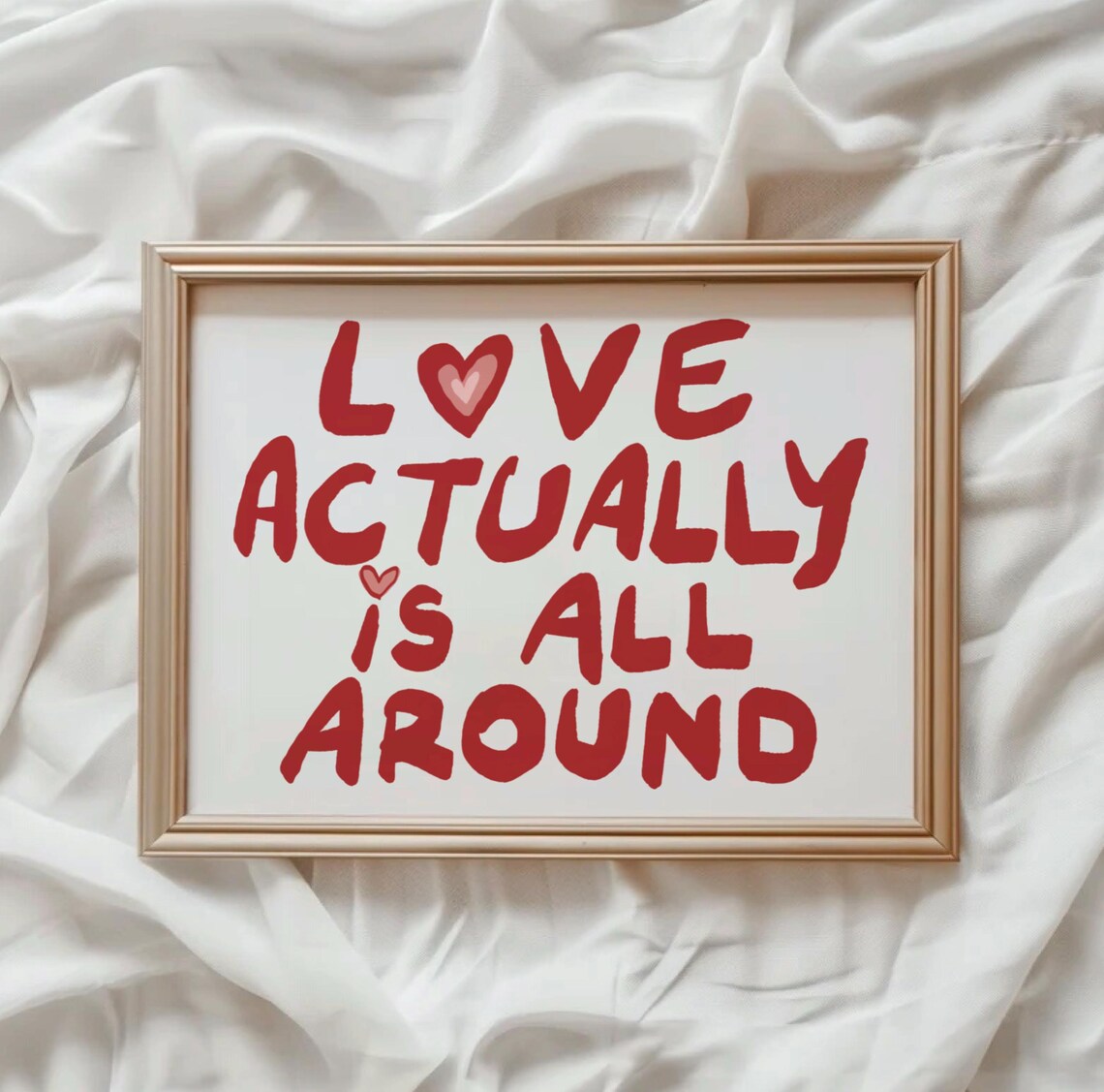 Love Actually Is All Around Retro Quote Art Print - Image 2