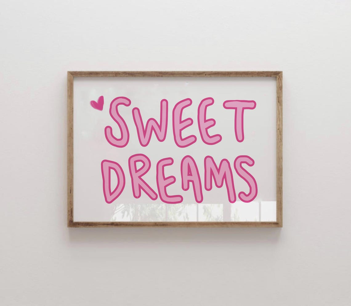 Sweet Dreams Pink Bubble Typography Cute Girly Bedroom Poster