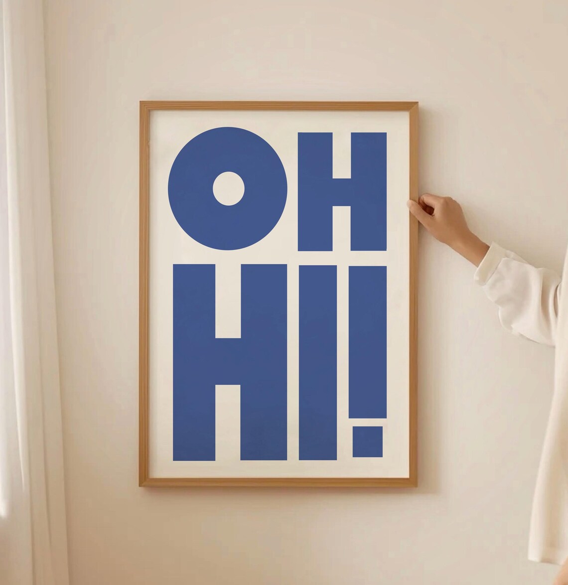 Oh Hi Blue Typography Art Print, Trendy Quote - Image 3