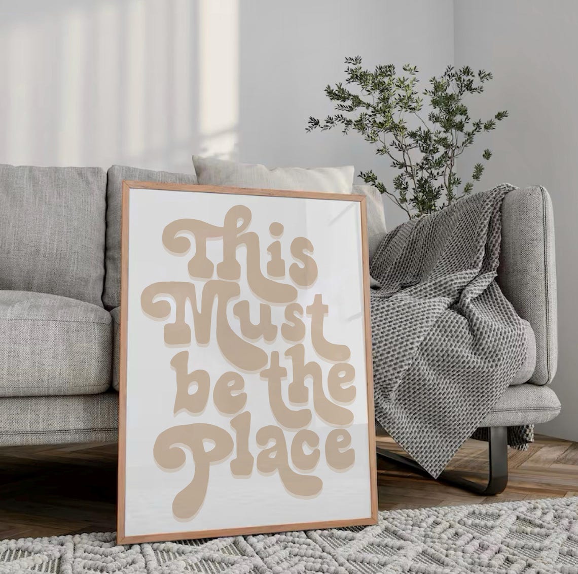 This Must Be the Place Beige Retro Bubble Letter New Home Poster - Image 2