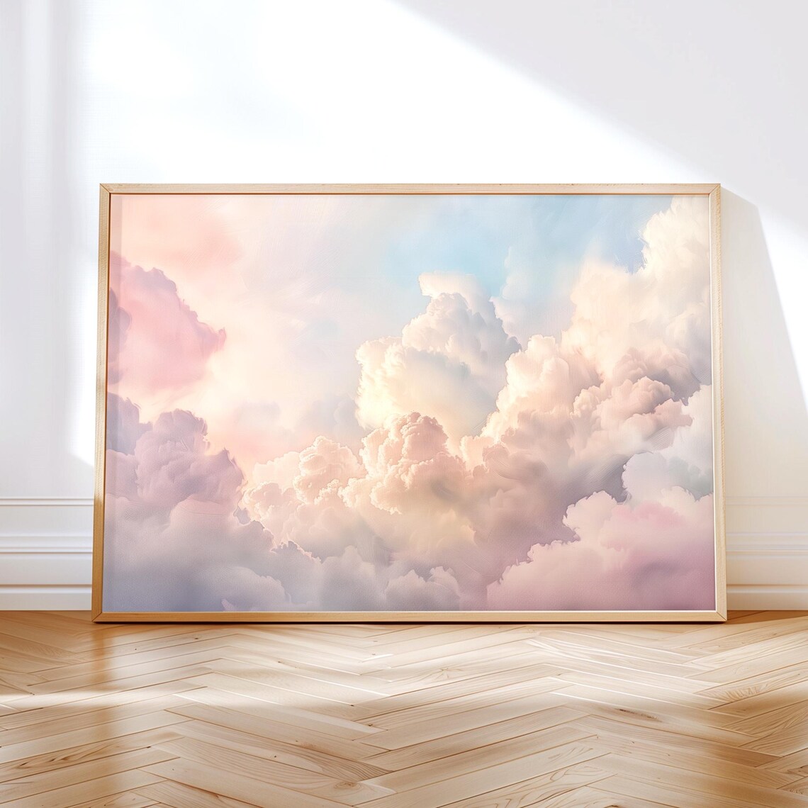 Pastel Clouds Painting, Dreamy Sky Art Print