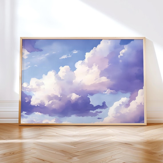 Purple Clouds Painting, Coquette Girls Room Decor