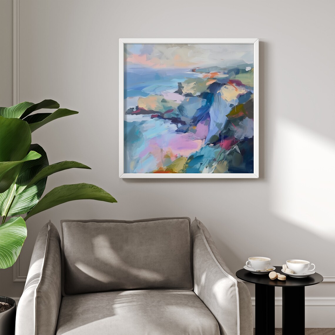 Modern Abstract Mountain Wall Art Print, Square - Image 4