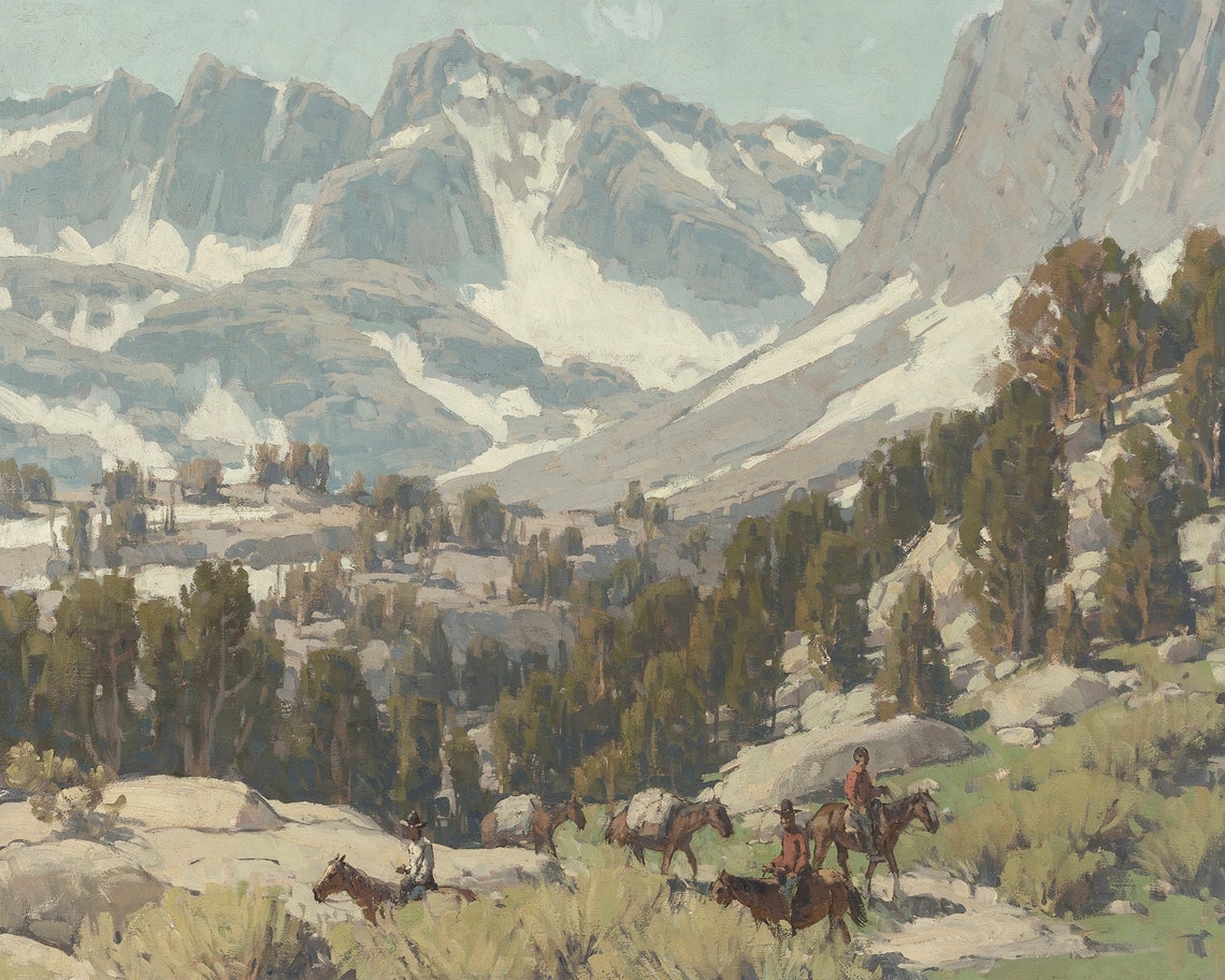 Mountain Wall Art Vintage Art Vintage Landscape Print Landscape Painting Antique Art Rustic Painting Horse Painting Art - Image 3