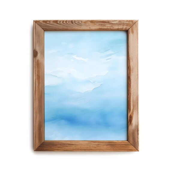 Serene Blue Sky Abstract Wash Minimalist Modern Watercolor Poster