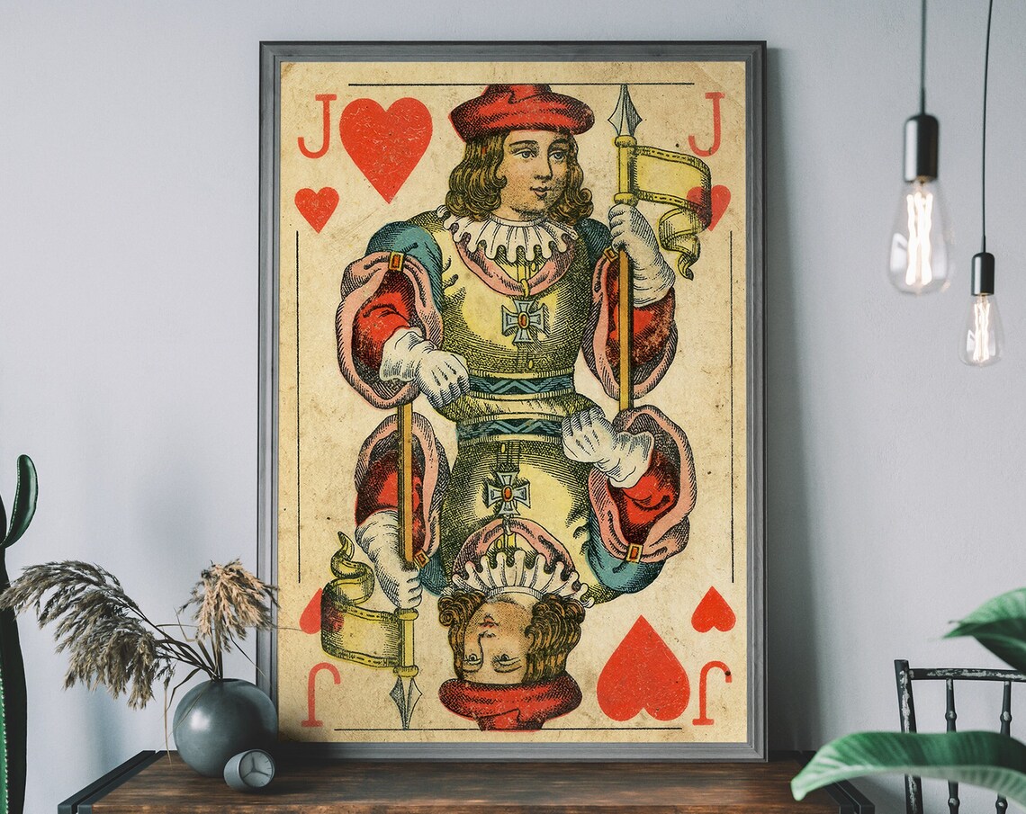 Jack Of Hearts Vintage Playing Card Art Print