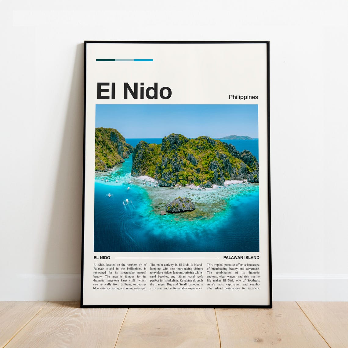 El Nido Philippines Palawan Island Karsts Minimalist Travel Poster