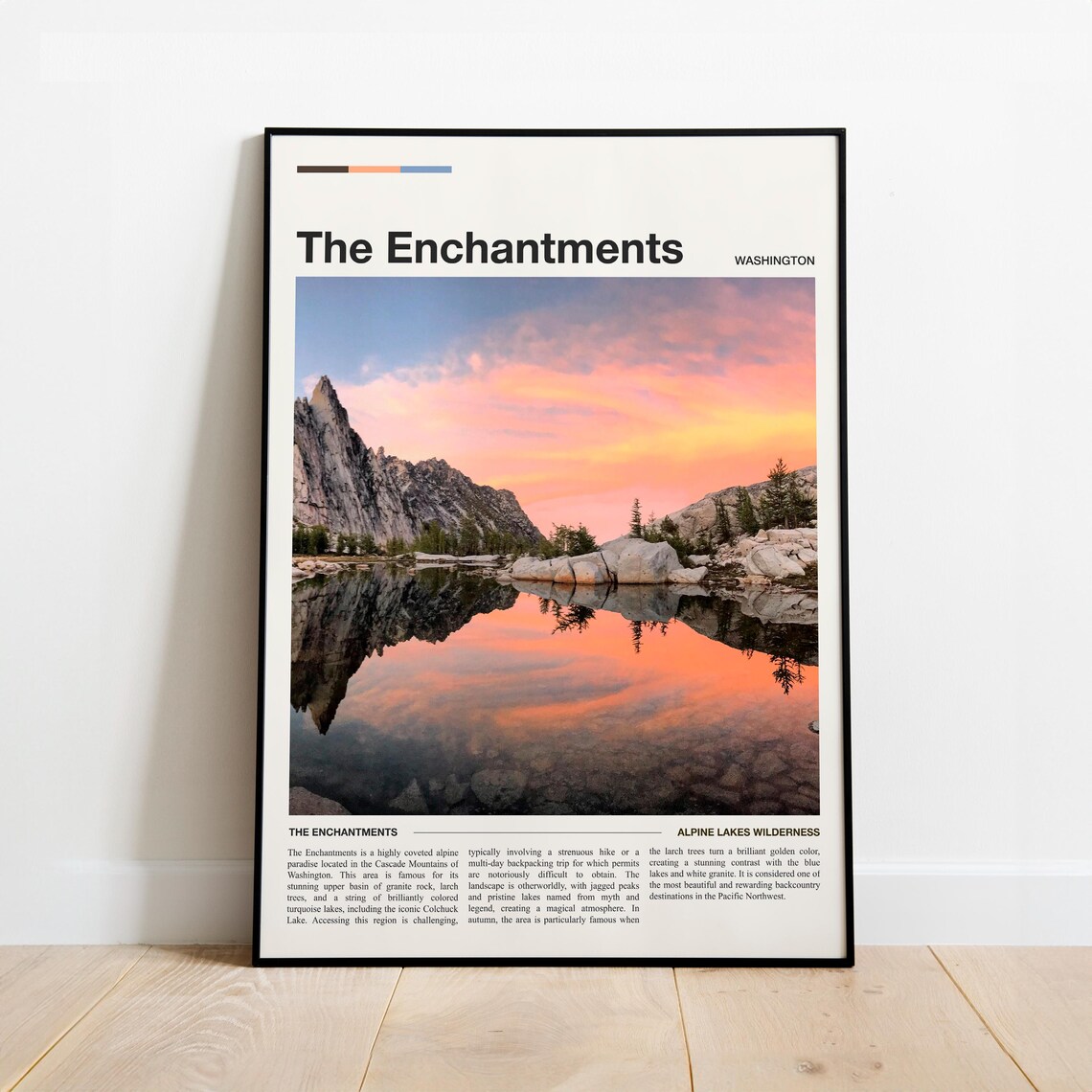 The Enchantments Washington Alpine Lake Sunset Travel Poster