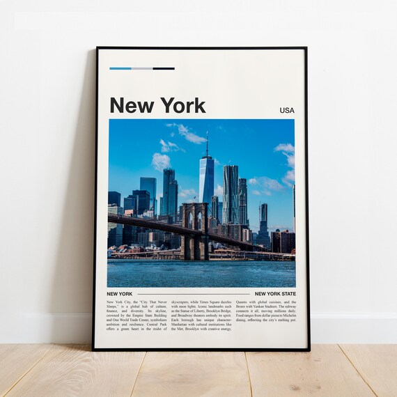 New York USA Manhattan Skyline Boroughs City Guide Travel Poster