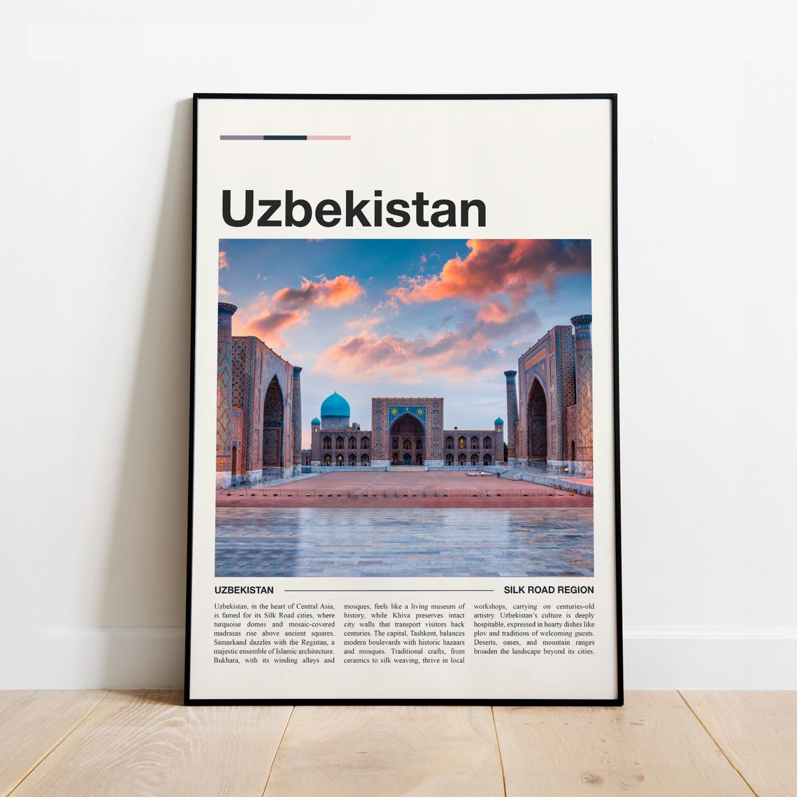 Uzbekistan Silk Road Registan Samarkand Sunset Travel Poster