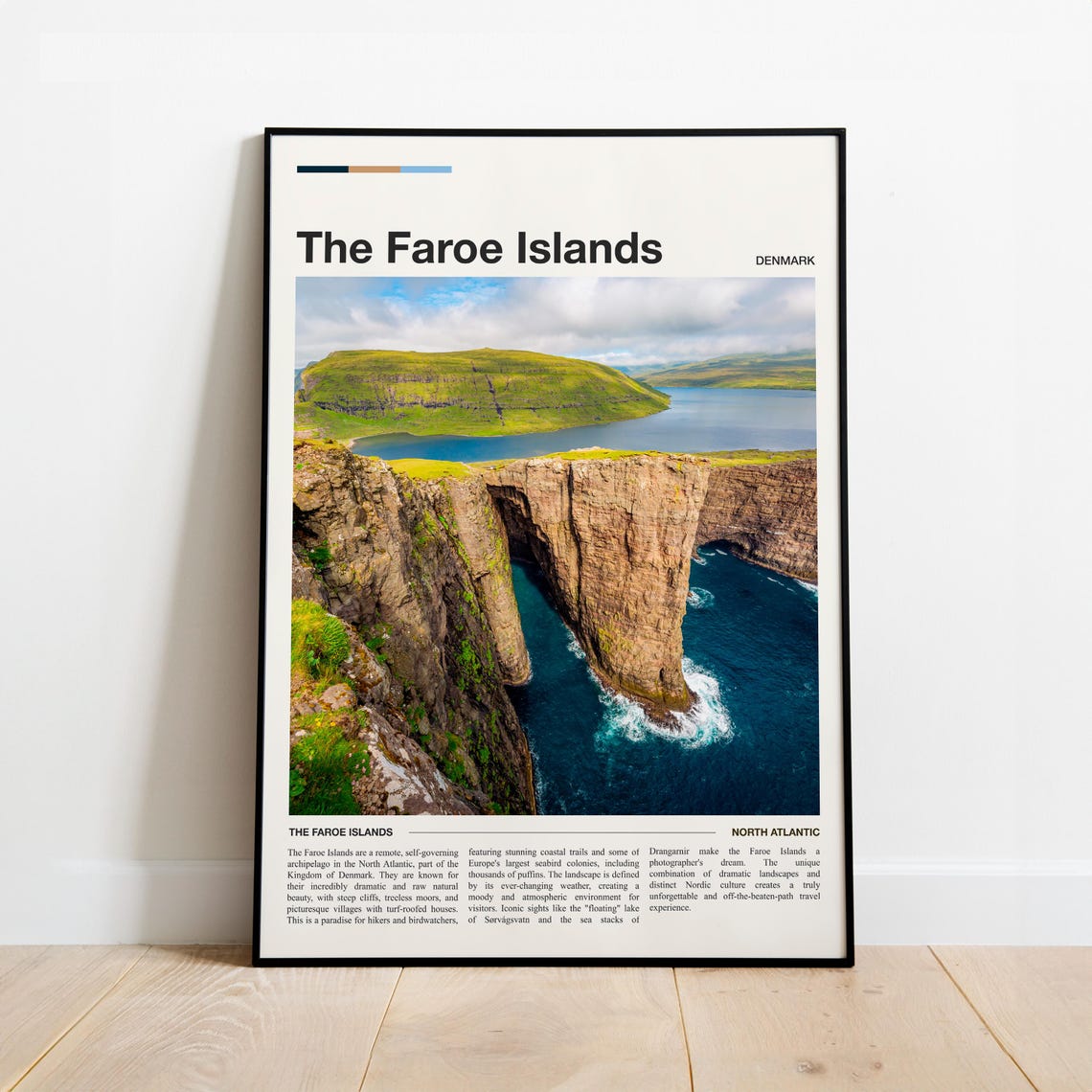The Faroe Islands Denmark Sea Cliff Modern Minimalist Travel Poster