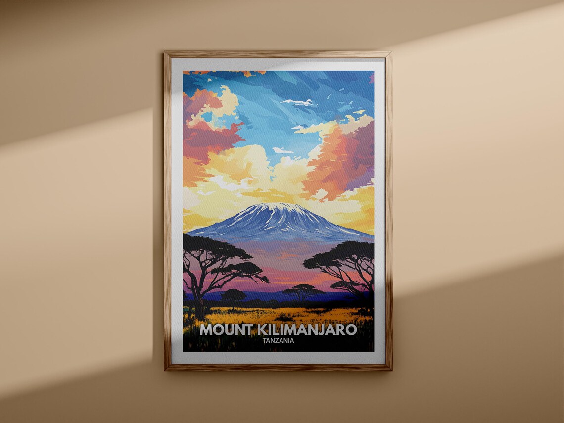 Mount Kilimanjaro Tanzania Golden Sunset Safari Landscape Poster - Image 3
