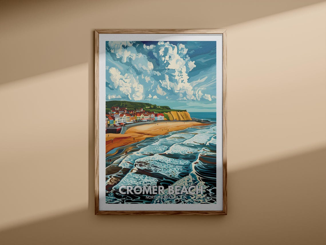 Cromer Beach North Norfolk Seaside Town Golden Sand Vintage Poster - Image 3