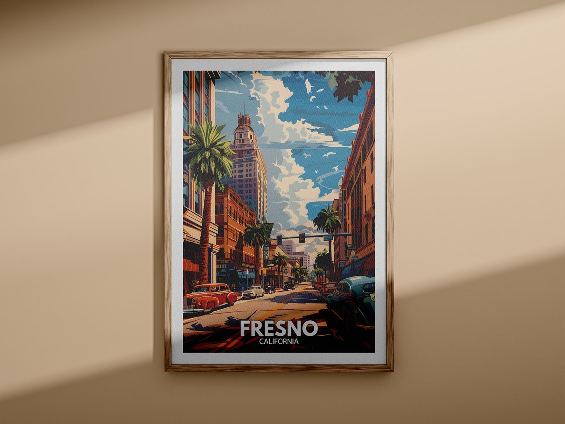 Fresno Print Fresno Travel Poster California Wall Art Print United States Travel Home Decor Usa City Poster - Image 3