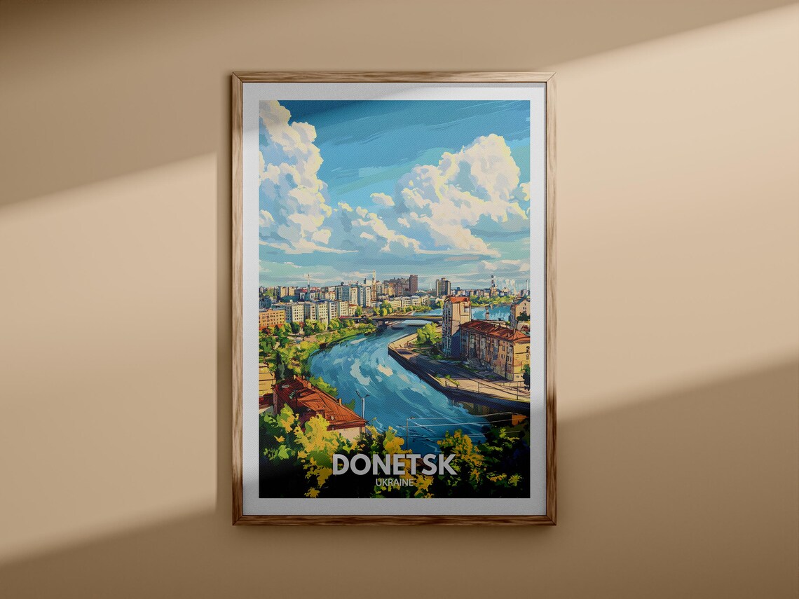 Donetsk Ukraine River Bend Skyline Vintage Travel Poster Art - Image 3
