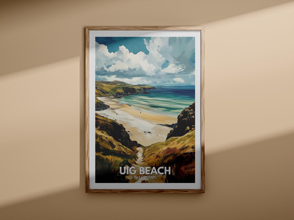 Uig Beach Isle Of Lewis Wide Sand Dramatic Sky Vintage Travel Poster - Image 3