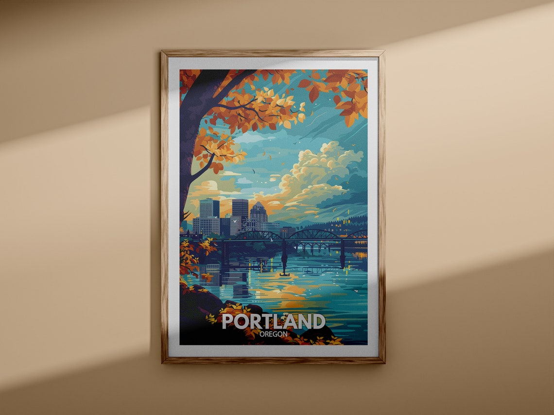 Portland Print Portland Poster Oregon Wall Art Print United States Travel Home Decor Usa City Poster - Image 3