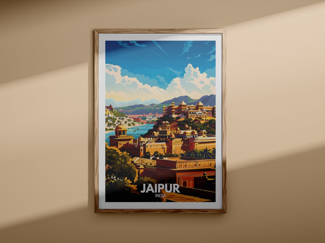 Jaipur India Travel Poster Amber Fort Pink City Illustration - Image 3