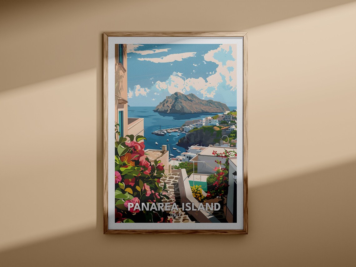 Panarea Island Italy Aeolian Harbor Village Flowers Travel Poster - Image 3