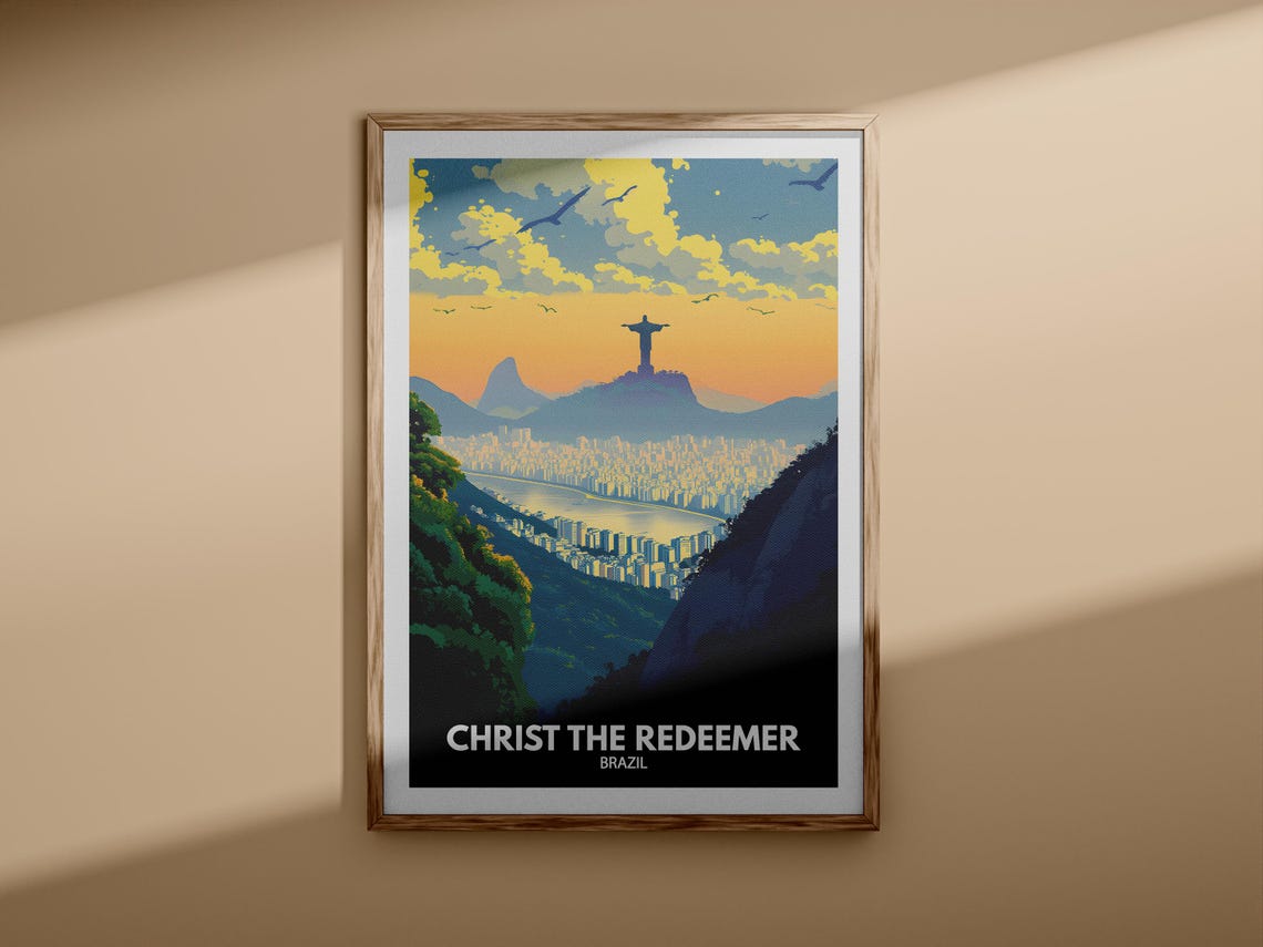 Christ The Redeemer Print Christ The Redeemer Travel Poster Brazil Wall Art Print Brazil Home Decor Travel Poster Unique City Print - Image 3