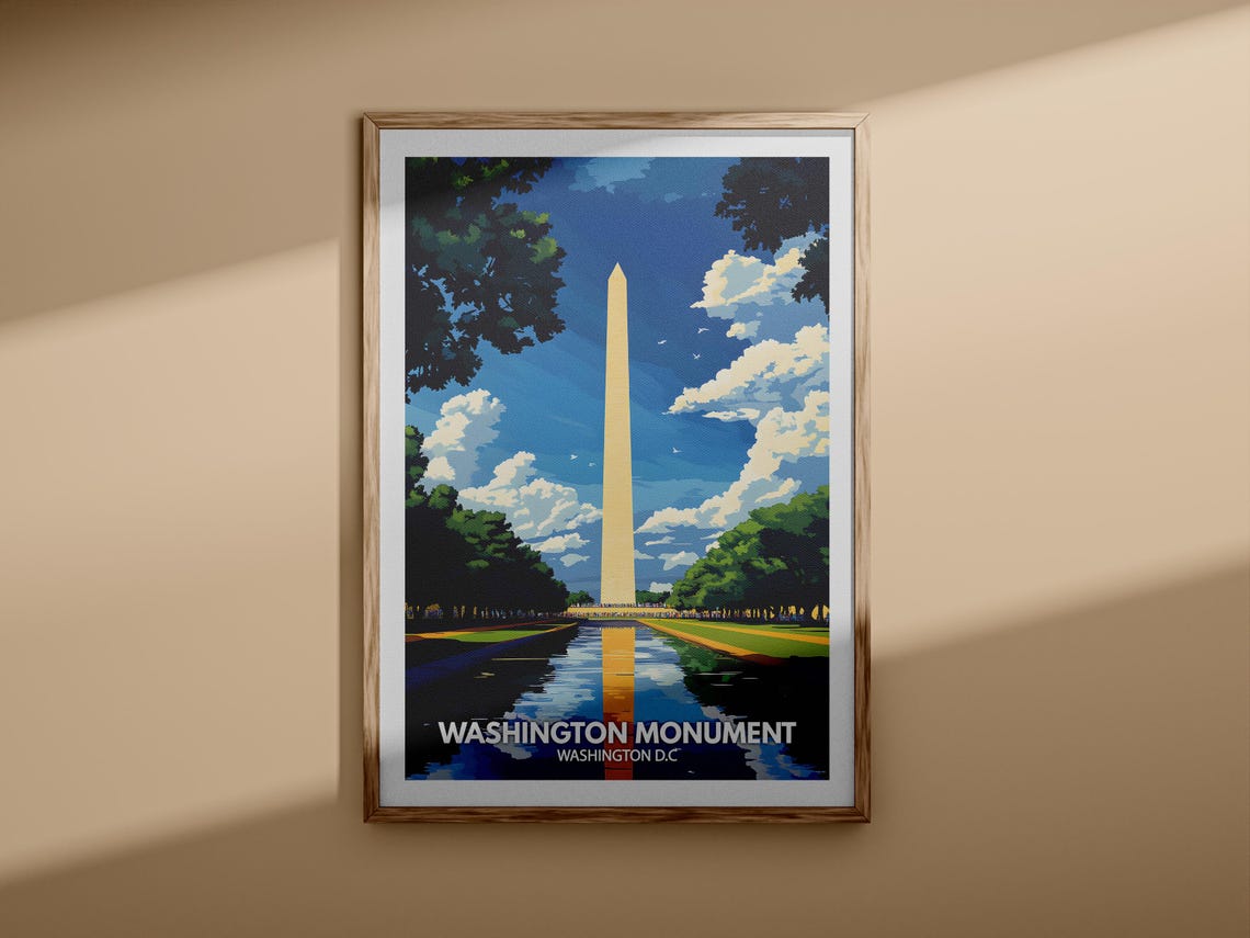 Washington Monument Washington DC Reflecting Pool Travel Poster - Image 3