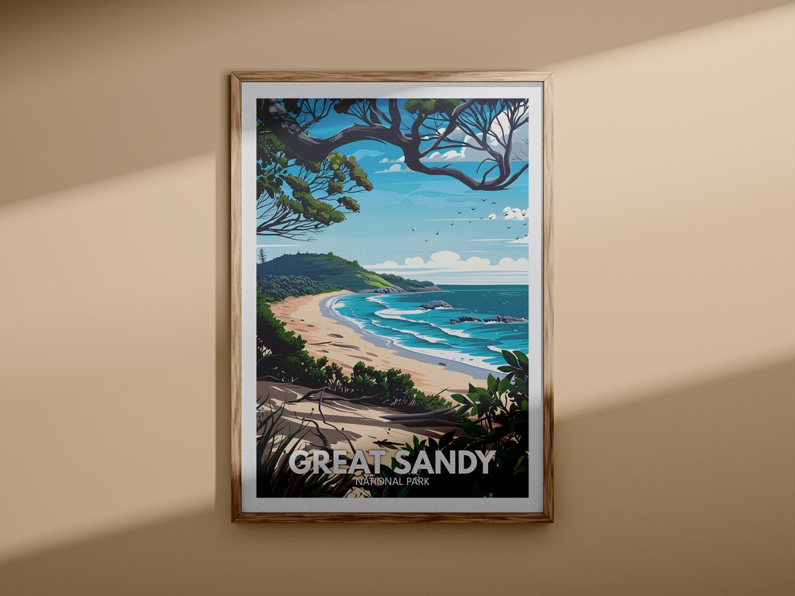 Great Sandy National Park Queensland Beach Shoreline Travel Poster - Image 3