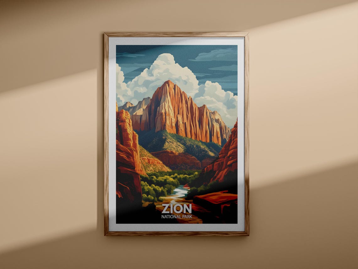 Zion Print Zion National Park Poster United States National Parks Art United States Travel Poster Nature Prints - Image 3