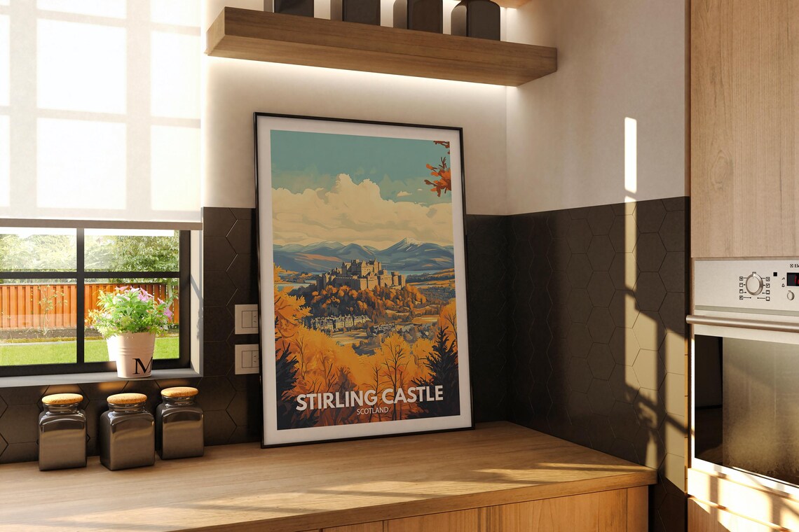 Stirling Castle Scotland Autumn Trees Hilltop Fortress Travel Poster - Image 2