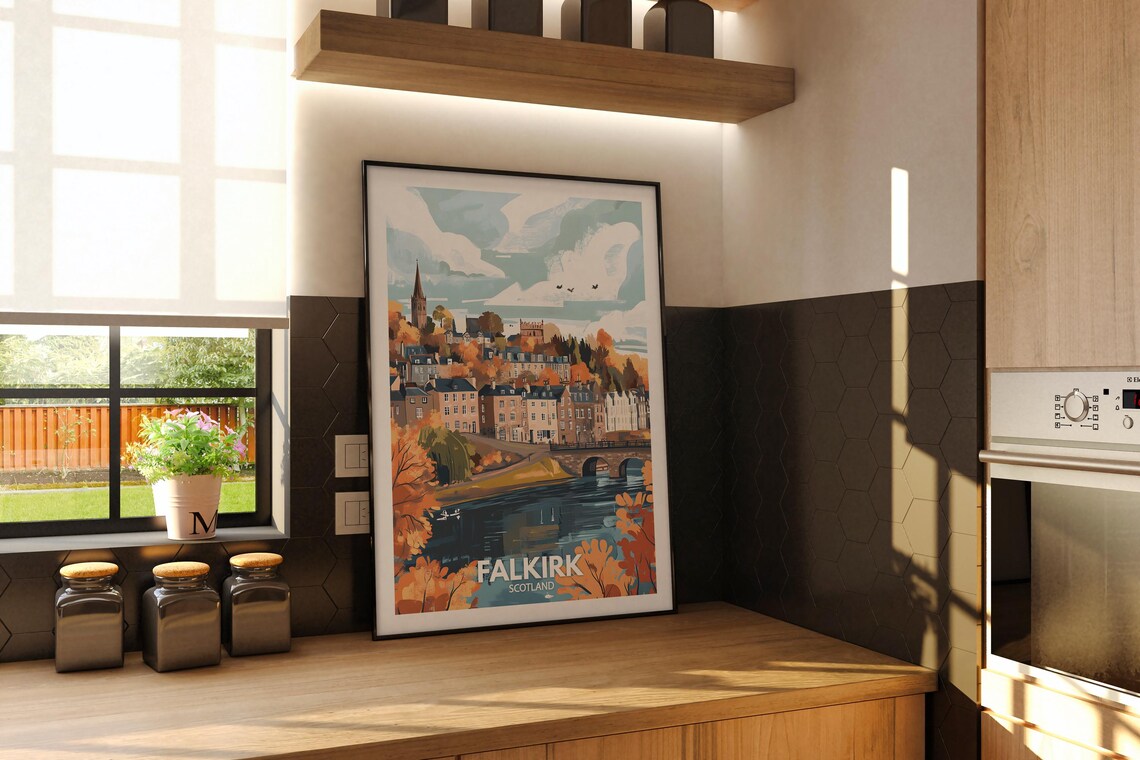 Falkirk Print Falkirk Travel Poster Scotland Wall Art Print Scotland Home Decor Travel Wall Art Decor Unique City Poster - Image 2