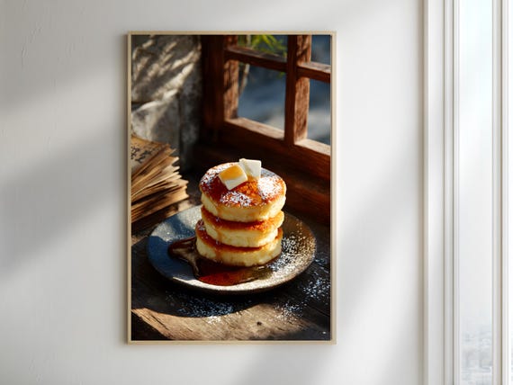 Japanese Souffl Pancakes Printable Poster Cafe Wall Art Digital Download