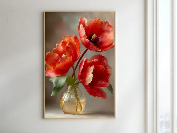 Poppy Poster Red Floral Wall Art Printable Flower Decor Digital Download