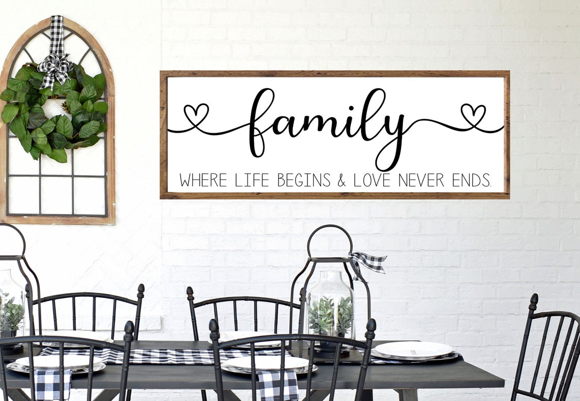 Family Where Life Begins And Love Never Ends Framed Sign Poster