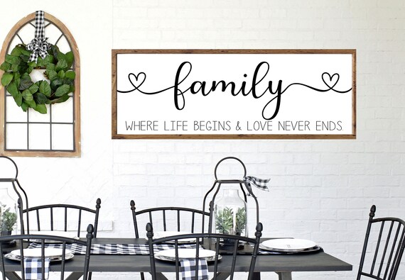 Family Where Life Begins And Love Never Ends Framed Sign Poster