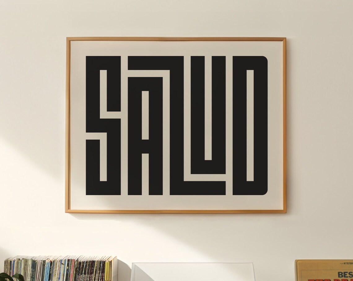 Salud Cheers Typography Art Print, Bar Cart