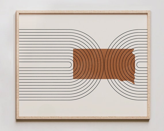 South Dakota Minimalist Mid-Century Map Art Print