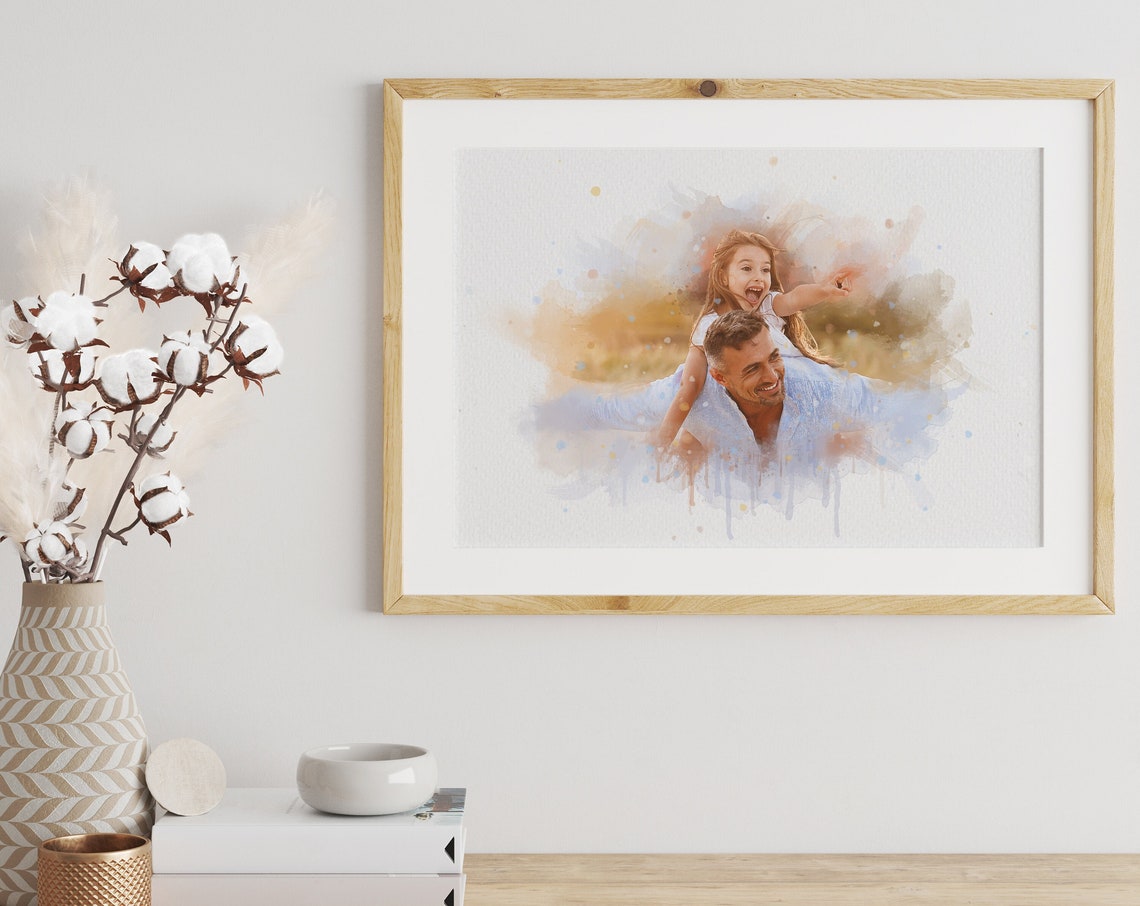 Personalized Portrait From Photo Watercolor Painting Family Portrait Painting Painting Memorial Gift For Father Mum Parent - Image 3