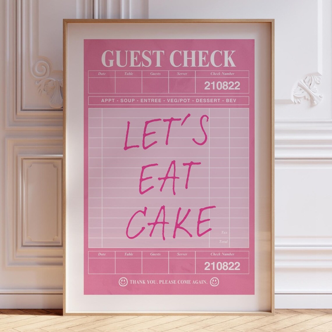 Lets Eat Cake Pink Guest Check Trendy Birthday Party Quote Poster