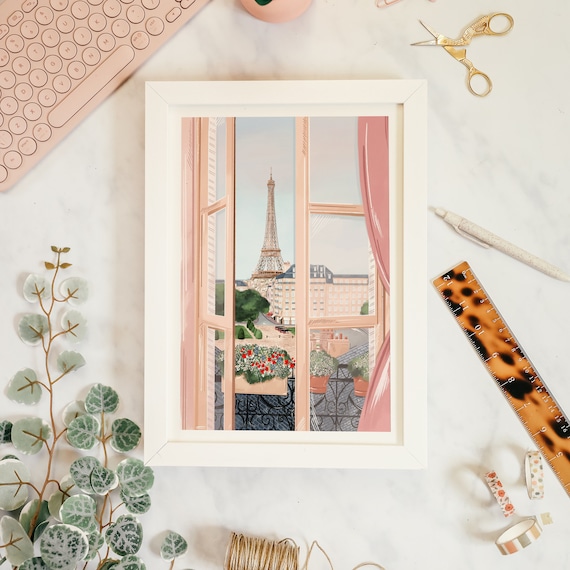 Eiffel Tower Paris Travel Poster, Paris Art Print
