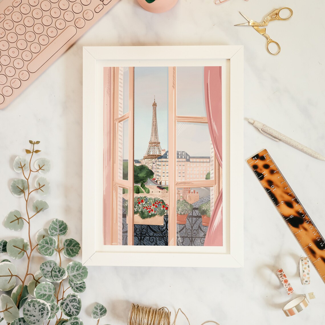 Eiffel Tower Paris Travel Poster, Paris Art Print